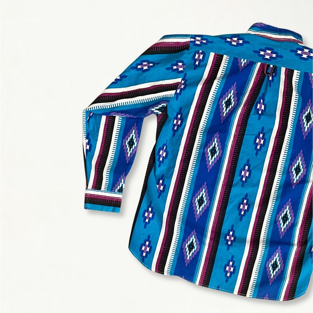 Vintage 90s Retro Southwestern Pattern Striped Western Button Down Shirt - Picture 12 of 15